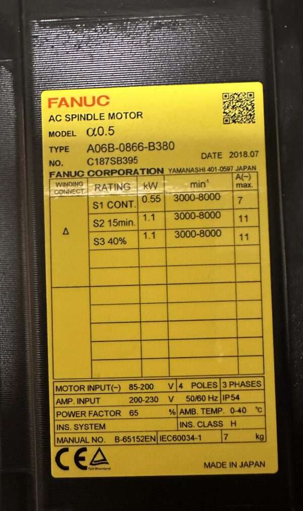 Fanuc SV_Motor_A06-0866-B380 2018 (IntNr230967) - ਚਿੱਤਰ 2