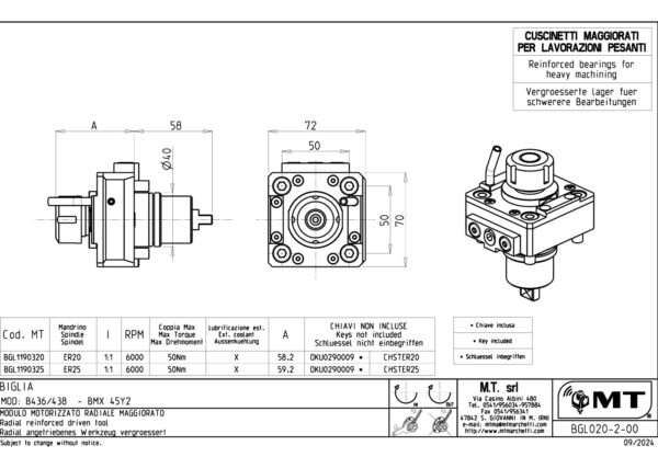 gebr. Biglia WKZ-Halter angetr./used toolholder driven MTC 8900-2_IntNr231224 - immagine 7